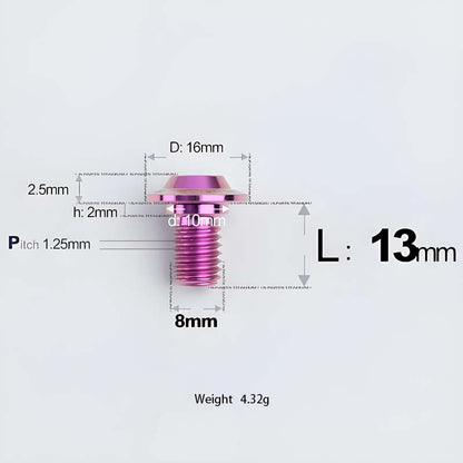 M8x13-48mm Titanium Shoulder Bolts for Motorcycle - Purple
