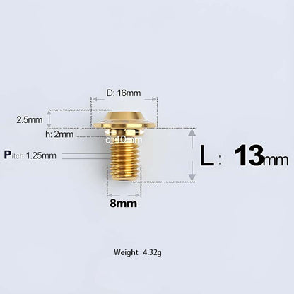 M8x13-48mm Gold Titanium Shoulder Bolts for Motorcycle