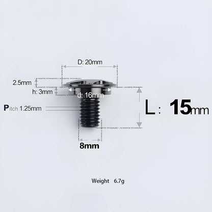 M8x13-48mm Titanium Shoulder Bolts for Motorcycle - Black
