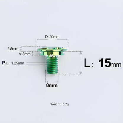 M8x13-48mm Titanium Shoulder Bolts for Motorcycle - Green
