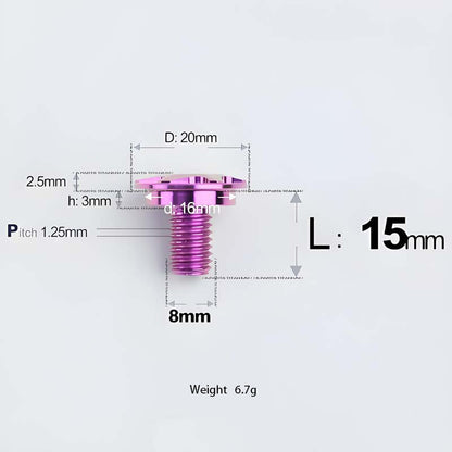M8x13-48mm Titanium Shoulder Bolts for Motorcycle - Purple