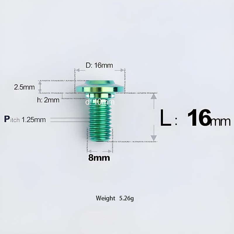 M8x13-48mm Titanium Shoulder Bolts for Motorcycle - Green
