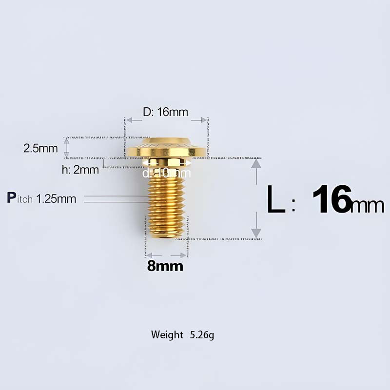 M8x13-48mm Gold Titanium Shoulder Bolts for Motorcycle