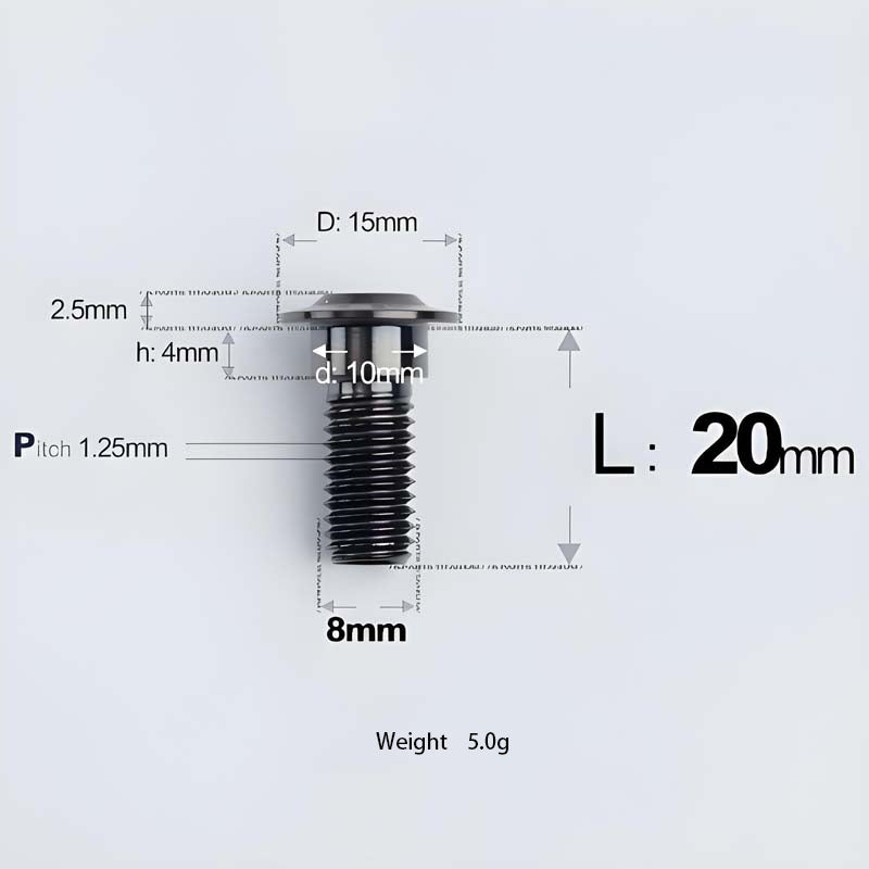 M8x13-48mm Titanium Shoulder Bolts for Motorcycle - Black