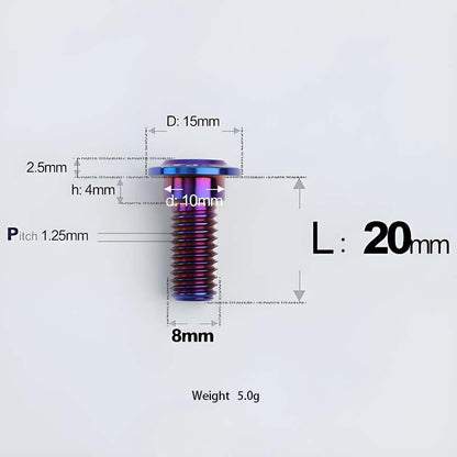 M8x13-48mm Titanium Shoulder Bolts for Motorcycle - Blue