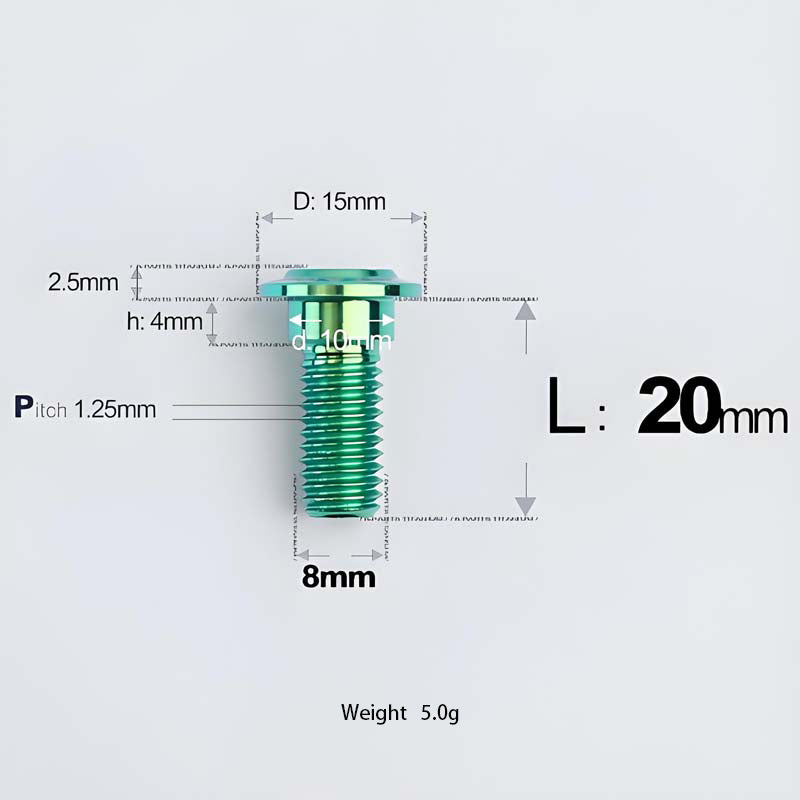 M8x13-48mm Titanium Shoulder Bolts for Motorcycle - Green