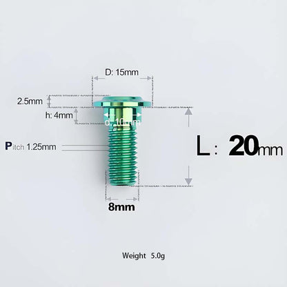 M8x13-48mm Titanium Shoulder Bolts for Motorcycle - Green