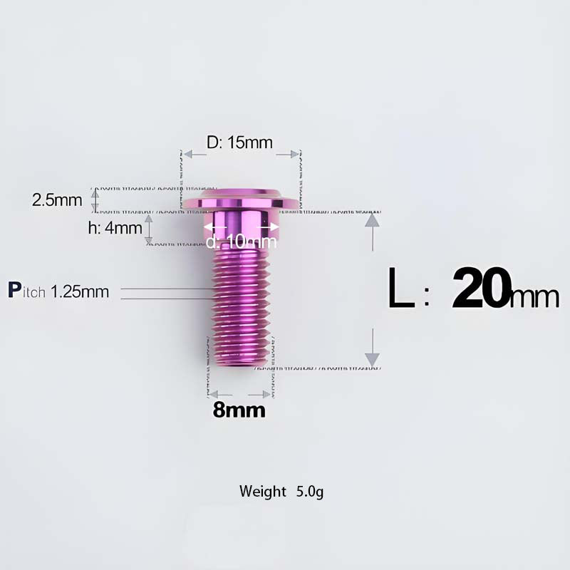 M8x13-48mm Titanium Shoulder Bolts for Motorcycle - Purple