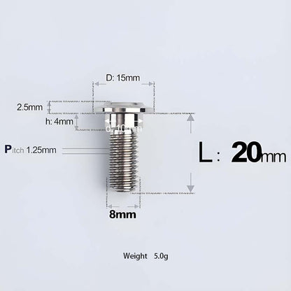 M8x13-48mm Titanium Shoulder Bolts for Motorcycle - TI