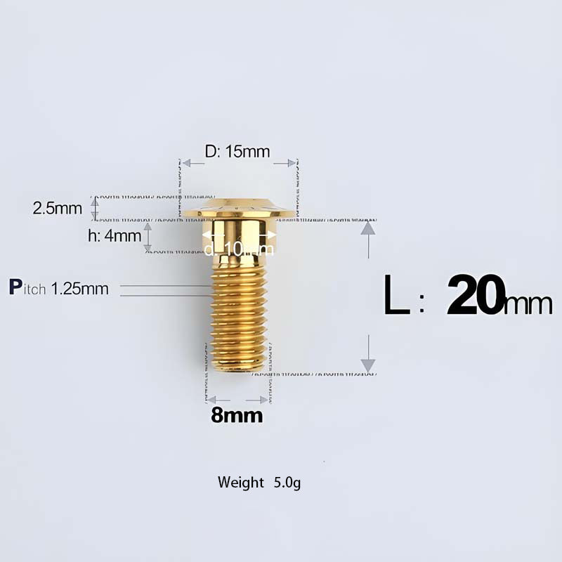 M8x13-48mm Gold Titanium Shoulder Bolts for Motorcycle
