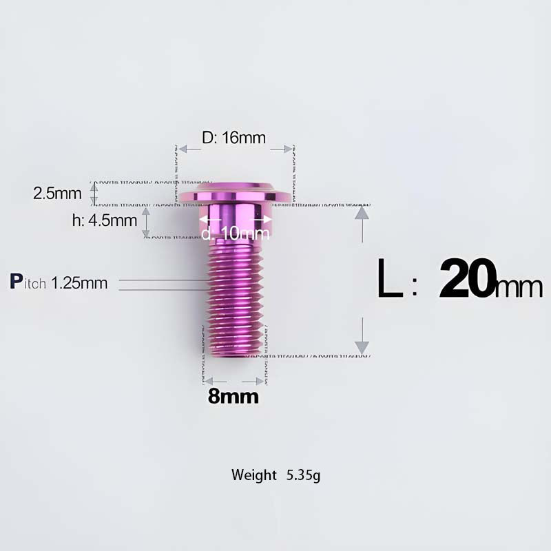 M8x13-48mm Titanium Shoulder Bolts for Motorcycle - Purple