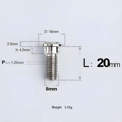 M8x13-48mm Titanium Shoulder Bolts for Motorcycle - TI