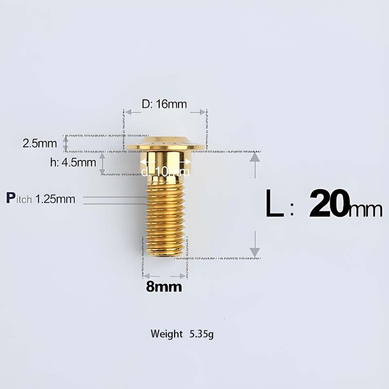 M8x13-48mm Gold Titanium Shoulder Bolts for Motorcycle