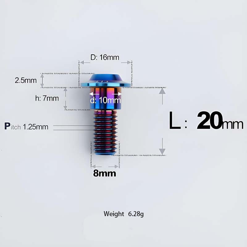 M8x13-48mm Titanium Shoulder Bolts for Motorcycle - Blue