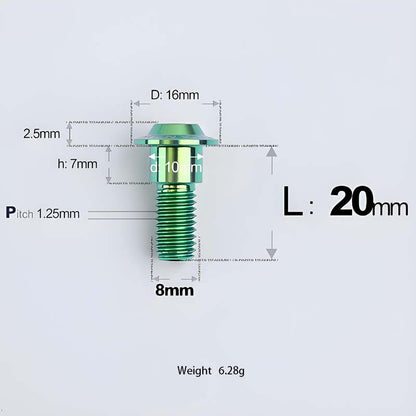 M8x13-48mm Titanium Shoulder Bolts for Motorcycle - Green