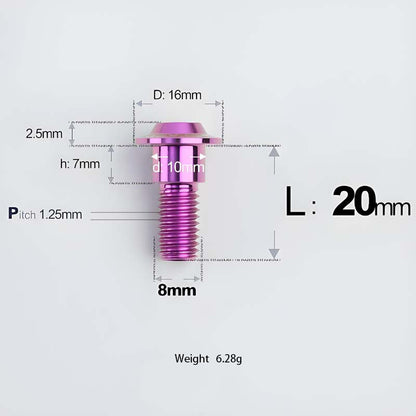 M8x13-48mm Titanium Shoulder Bolts for Motorcycle - Purple