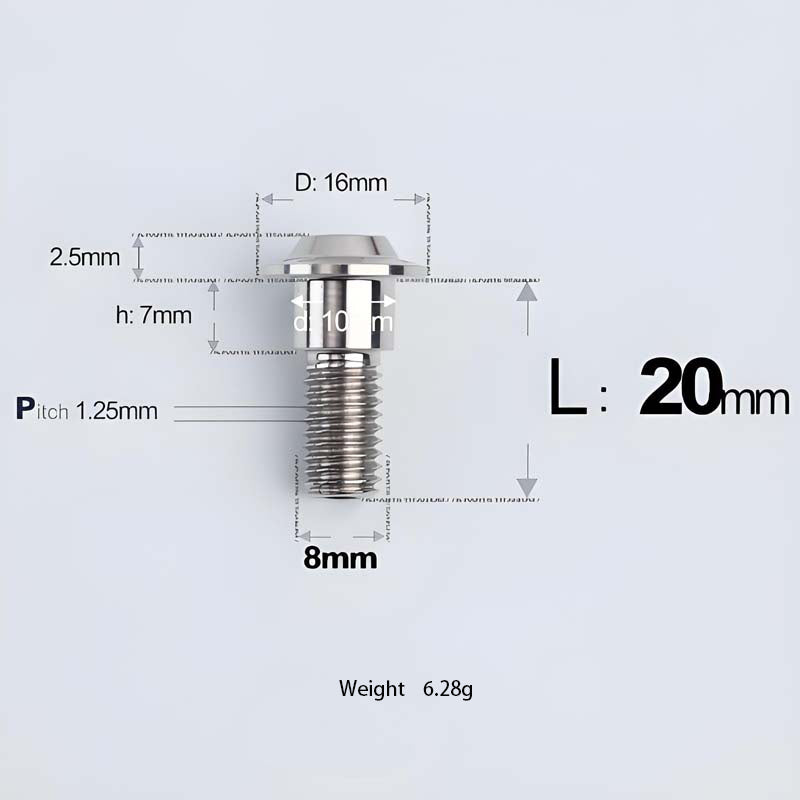 M8x13-48mm Titanium Shoulder Bolts for Motorcycle - TI