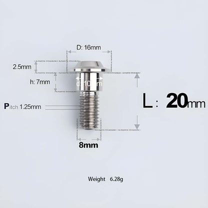 M8x13-48mm Titanium Shoulder Bolts for Motorcycle - TI