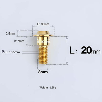 M8x13-48mm Gold Titanium Shoulder Bolts for Motorcycle