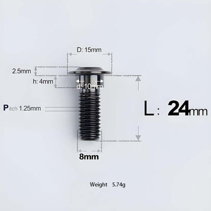 M8x13-48mm Titanium Shoulder Bolts for Motorcycle - Black