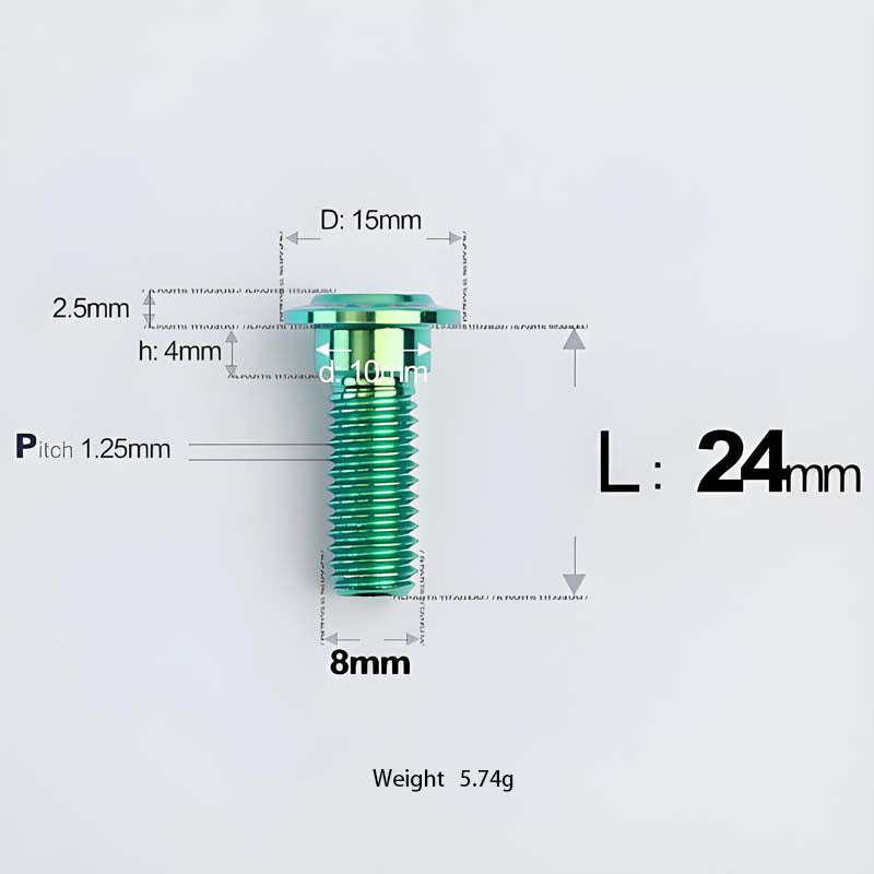 M8x13-48mm Titanium Shoulder Bolts for Motorcycle - Green