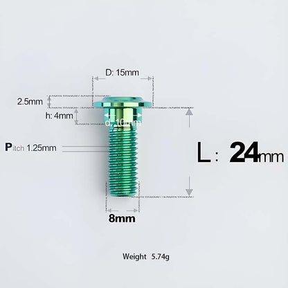 M8x13-48mm Titanium Shoulder Bolts for Motorcycle - Green