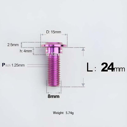 M8x13-48mm Titanium Shoulder Bolts for Motorcycle - Purple