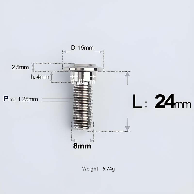 M8x13-48mm Titanium Shoulder Bolts for Motorcycle - TI