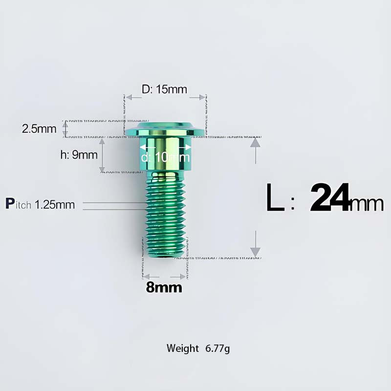 M8x13-48mm Titanium Shoulder Bolts for Motorcycle - Green