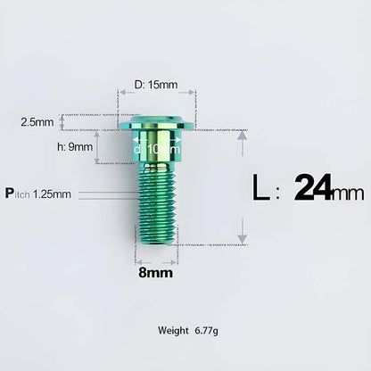 M8x13-48mm Titanium Shoulder Bolts for Motorcycle - Green