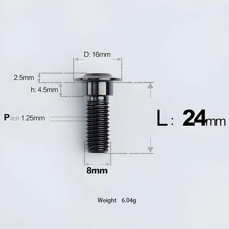 M8x13-48mm Titanium Shoulder Bolts for Motorcycle - Black