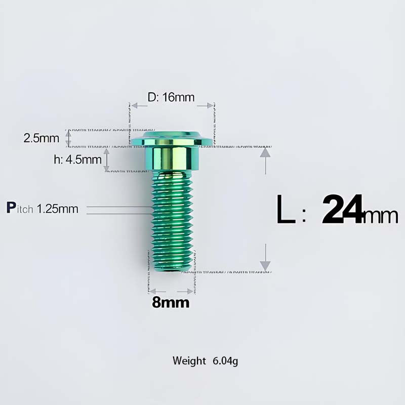 M8x13-48mm Titanium Shoulder Bolts for Motorcycle - Green