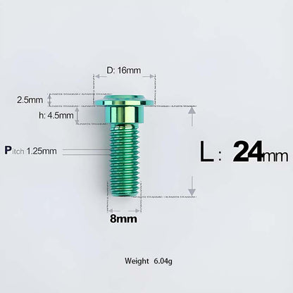 M8x13-48mm Titanium Shoulder Bolts for Motorcycle - Green