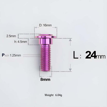 M8x13-48mm Titanium Shoulder Bolts for Motorcycle - Purple
