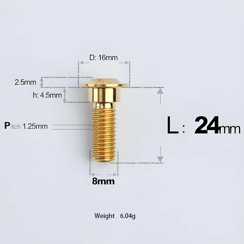 M8x13-48mm Gold Titanium Shoulder Bolts for Motorcycle