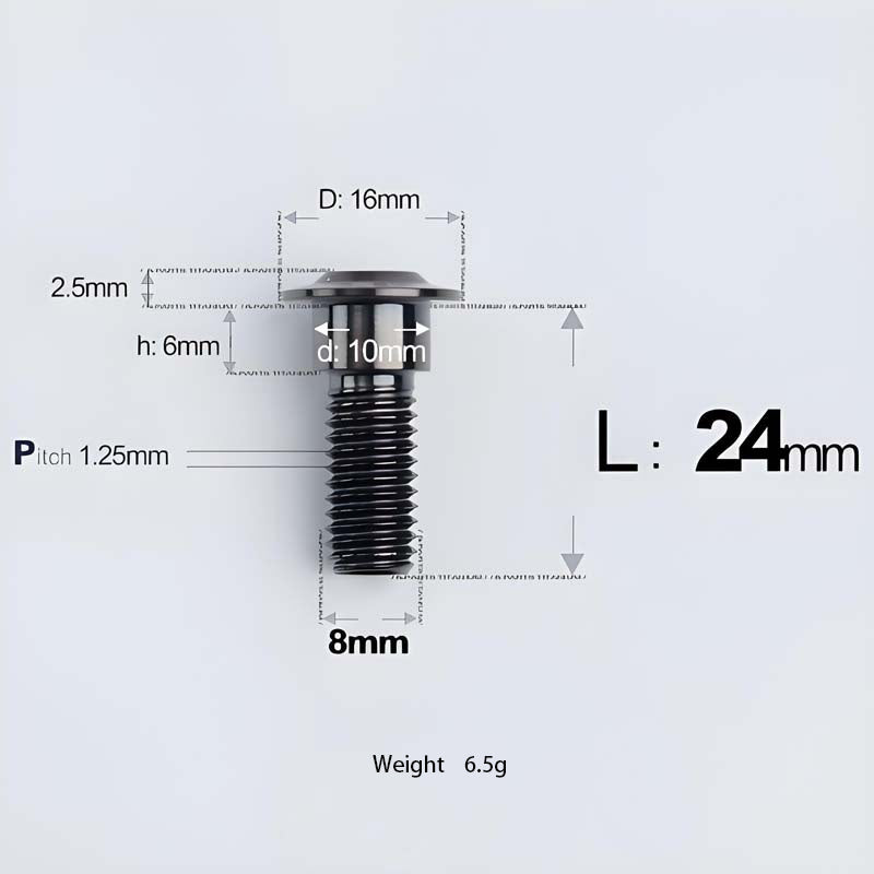 M8x13-48mm Titanium Shoulder Bolts for Motorcycle - Black