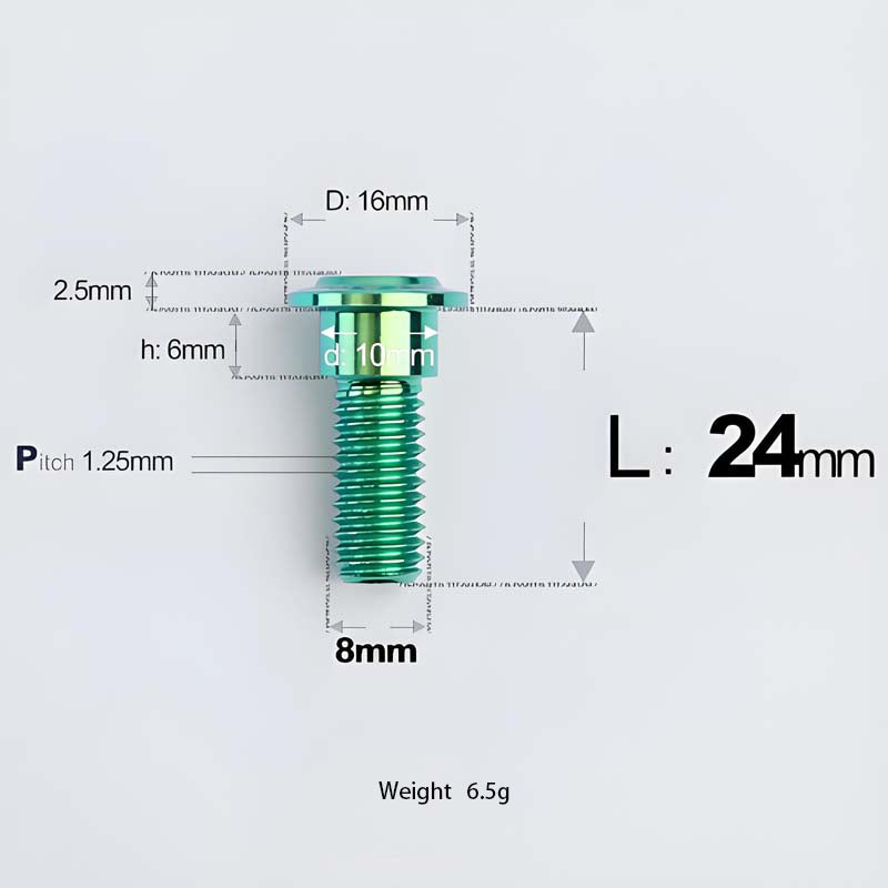 M8x13-48mm Titanium Shoulder Bolts for Motorcycle - Green