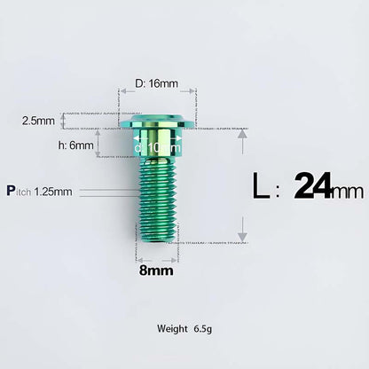 M8x13-48mm Titanium Shoulder Bolts for Motorcycle - Green