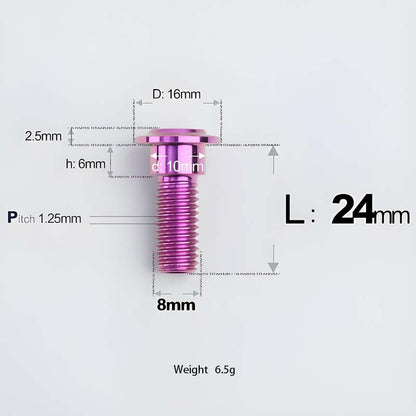 M8x13-48mm Titanium Shoulder Bolts for Motorcycle - Purple