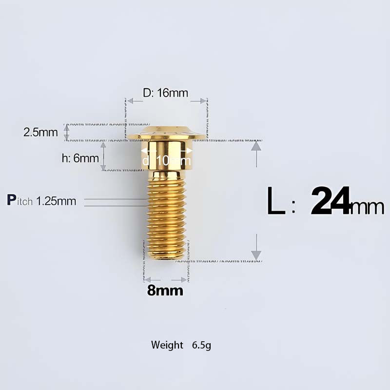 M8x13-48mm Gold Titanium Shoulder Bolts for Motorcycle