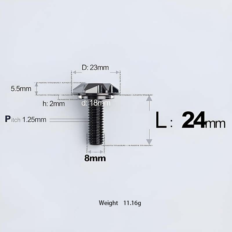 M8x13-48mm Titanium Shoulder Bolts for Motorcycle - Black