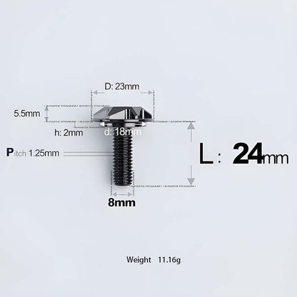 M8x13-48mm Titanium Shoulder Bolts for Motorcycle - Black