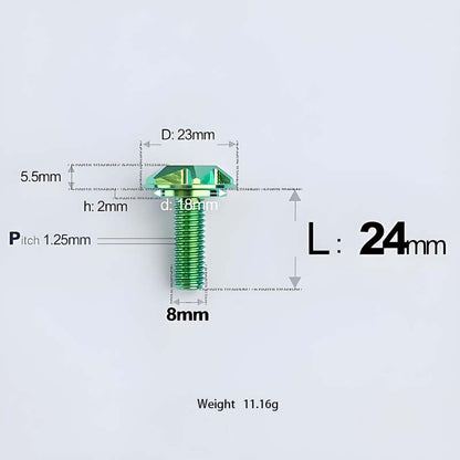 M8x13-48mm Titanium Shoulder Bolts for Motorcycle - Green