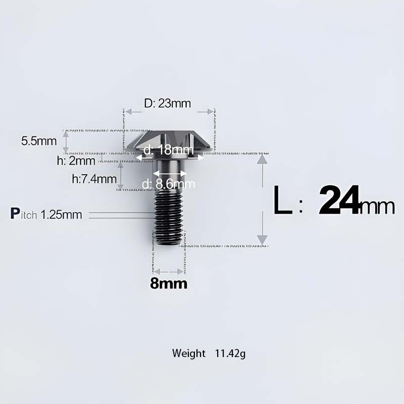M8x13-48mm Titanium Shoulder Bolts for Motorcycle - Black