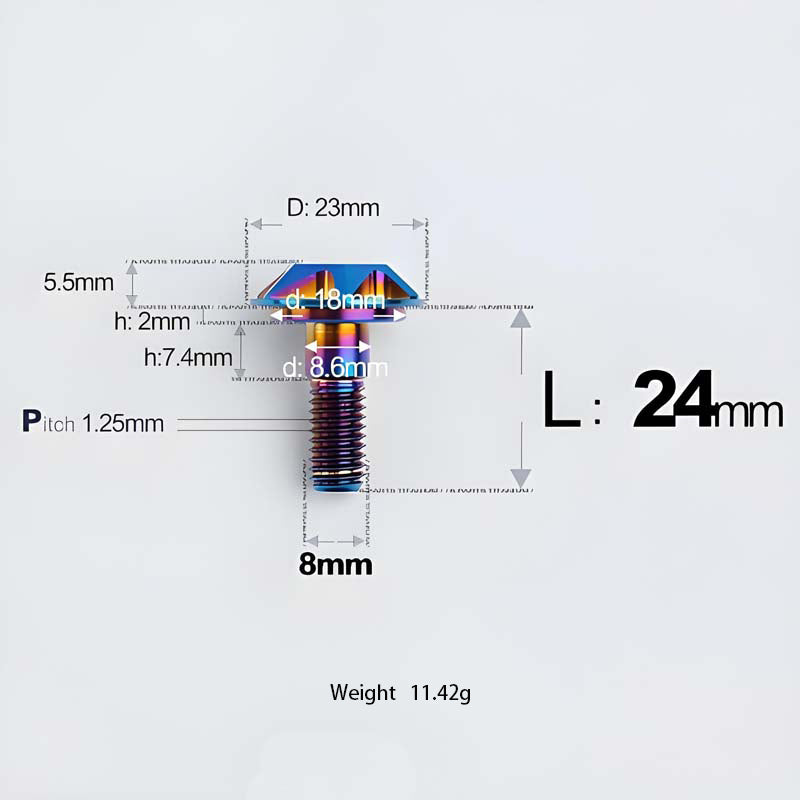 M8x13-48mm Titanium Shoulder Bolts for Motorcycle - Blue