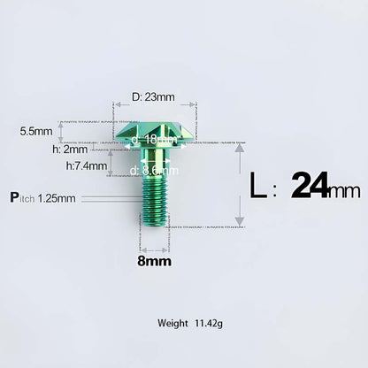 M8x13-48mm Titanium Shoulder Bolts for Motorcycle - Green
