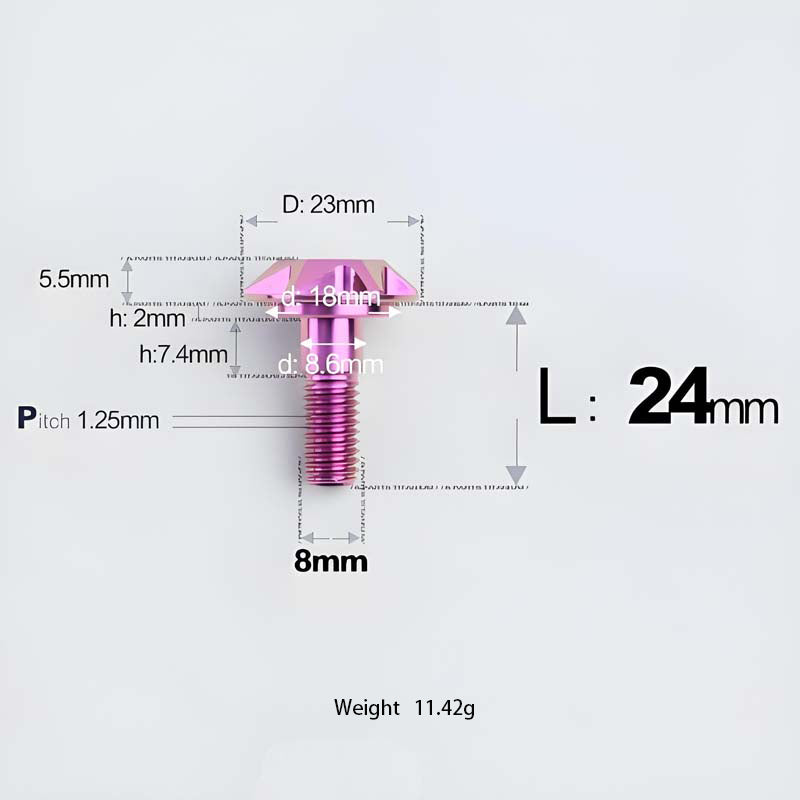 M8x13-48mm Titanium Shoulder Bolts for Motorcycle - Purple
