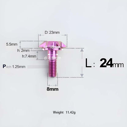 M8x13-48mm Titanium Shoulder Bolts for Motorcycle - Purple