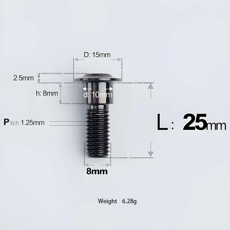 M8x13-48mm Titanium Shoulder Bolts for Motorcycle - Black