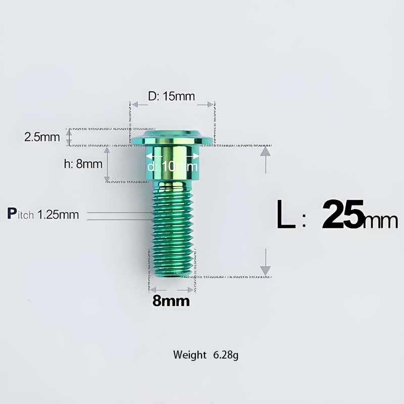 M8x13-48mm Titanium Shoulder Bolts for Motorcycle - Green